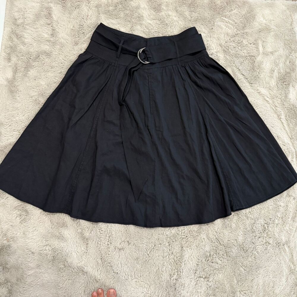 Theory Women's Black A-Line Skirt with Belt Size 4 Office Career